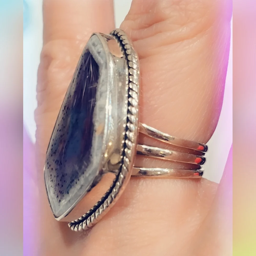 Atomic Amethyst Sterling Silver 925 Gemstone Ring - Picture 2 of 2
